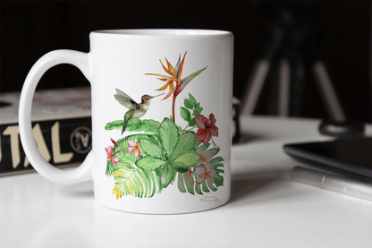Tropical Hummingbird Ceramic Mug 15oz - Expressive DeZien 
