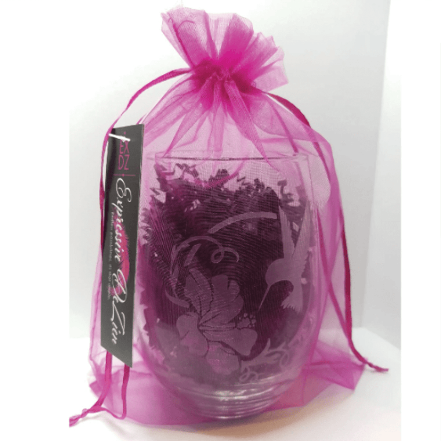 Elegant Etched Hummingbird 33.8oz Wine Carafe & 20.5oz Stemless Wine Glasses Set (4 Piece Set) - Expressive DeZien