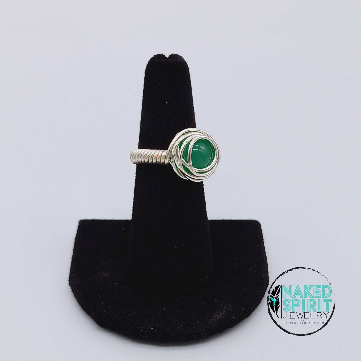 Silver Wrapped Jade Ring - Expressive DeZien