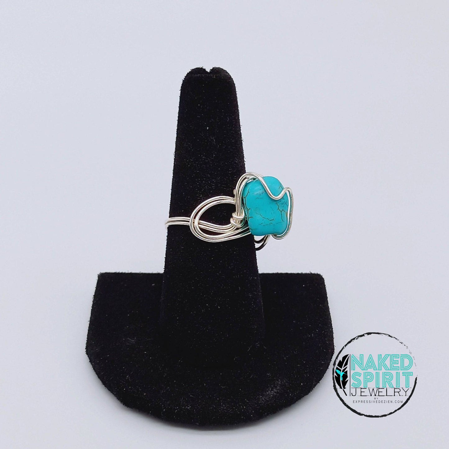 Silver Turquoise Swirl Wrapped Ring - Expressive DeZien