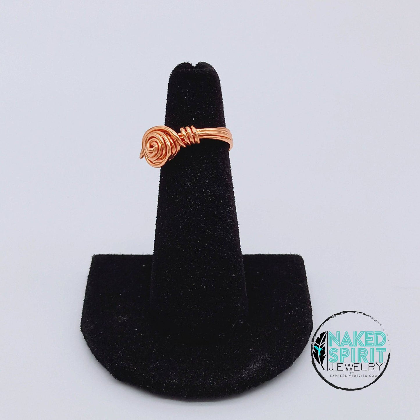Copper Petite Rose with Swirls Wrapped Ring - Expressive DeZien