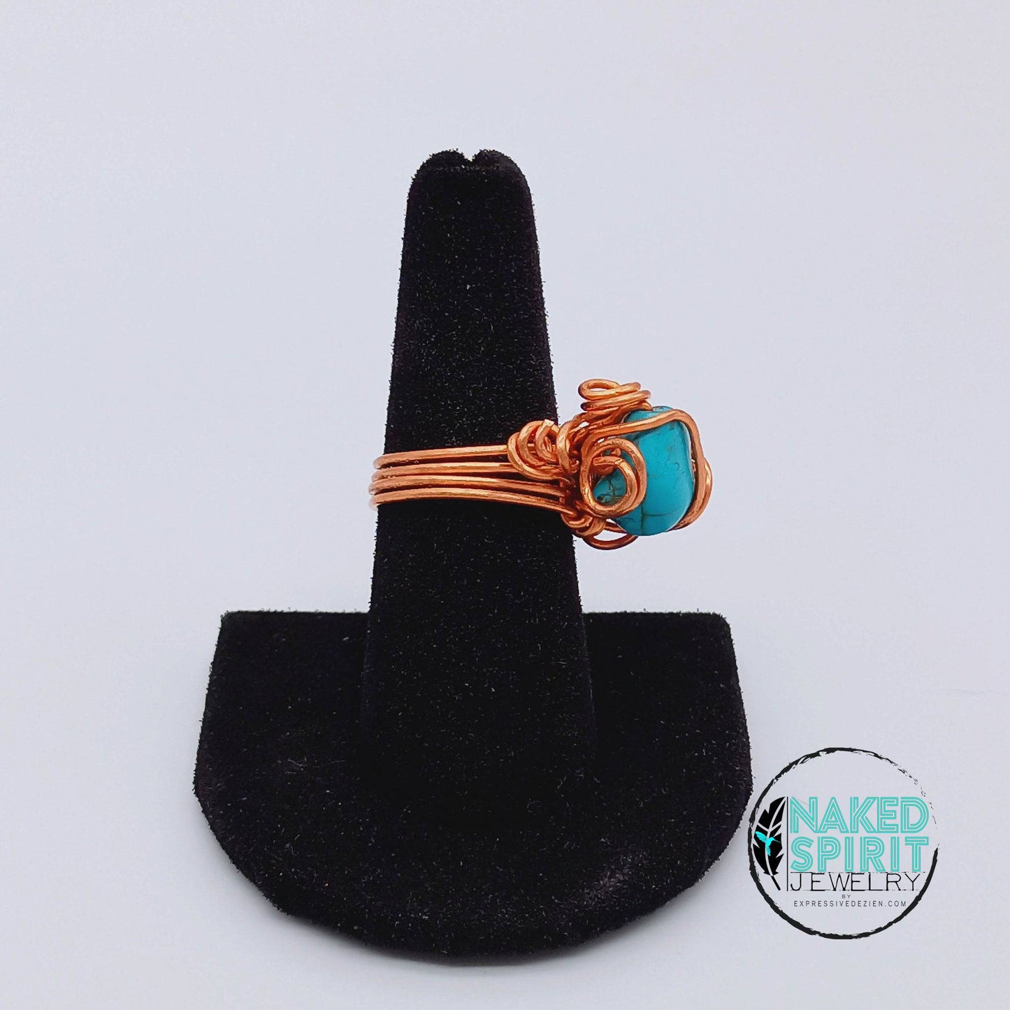 Copper Chunky Turquoise Wrapped Ring - Expressive DeZien