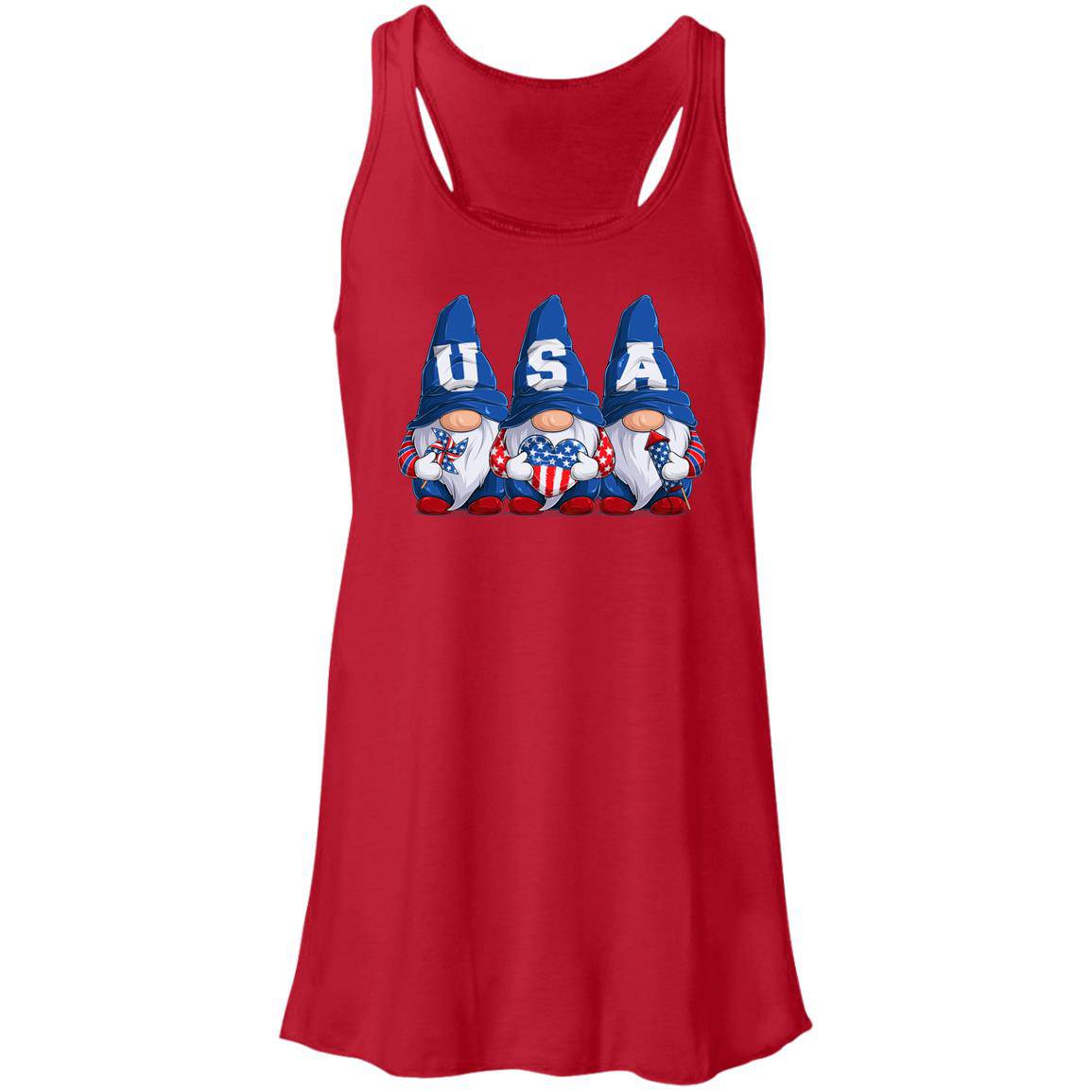 July 4th USA Gnome Flowy Racerback Tank - Expressive DeZien