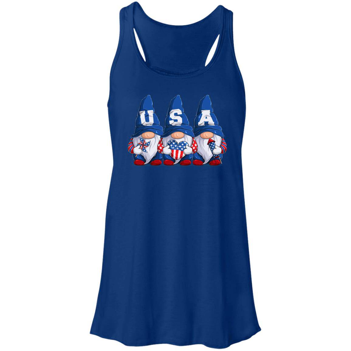 July 4th USA Gnome Flowy Racerback Tank - Expressive DeZien