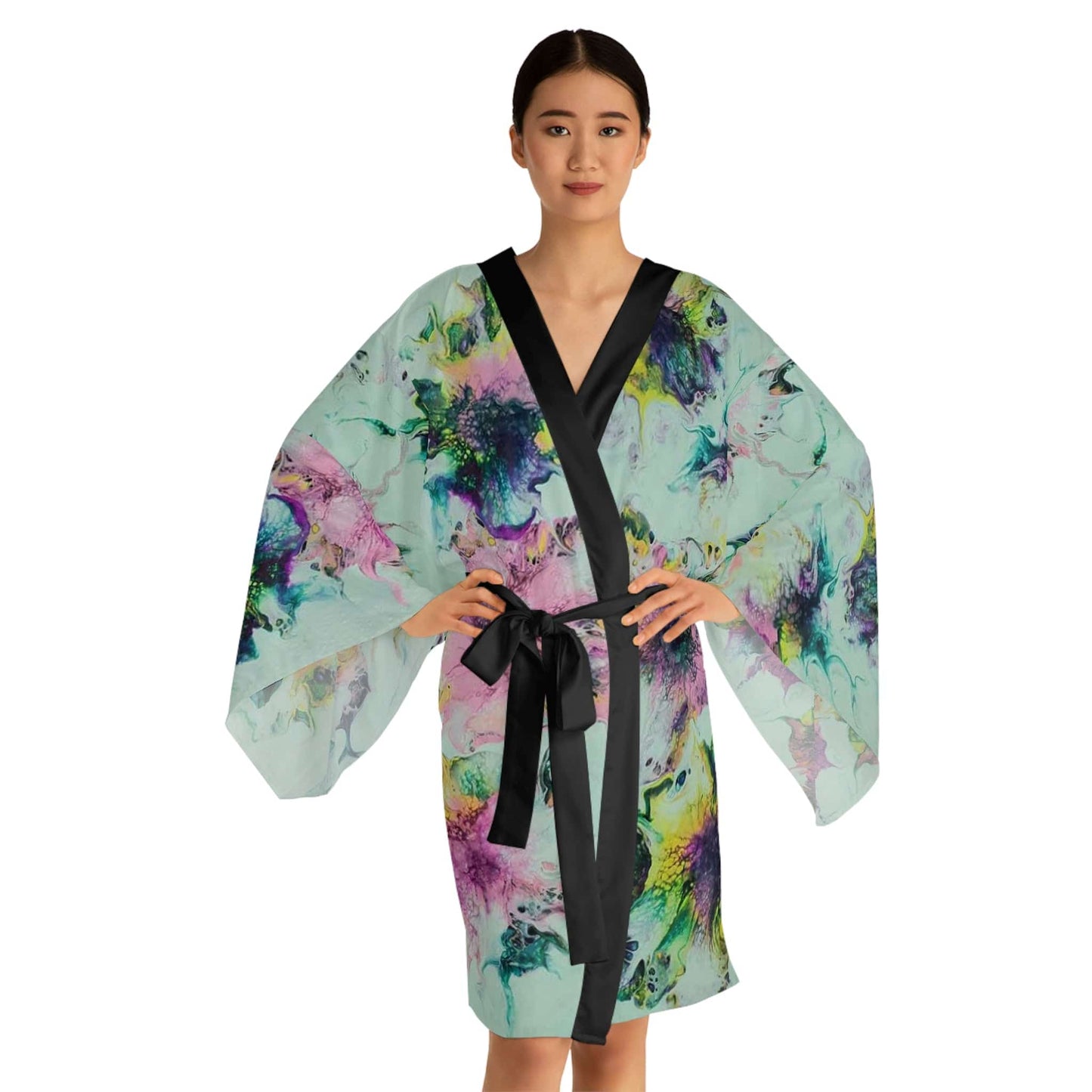 Long Sleeve Kimono Robe Watercolor Delight Original Artwork by apb_funkylittlethings - Expressive DeZien