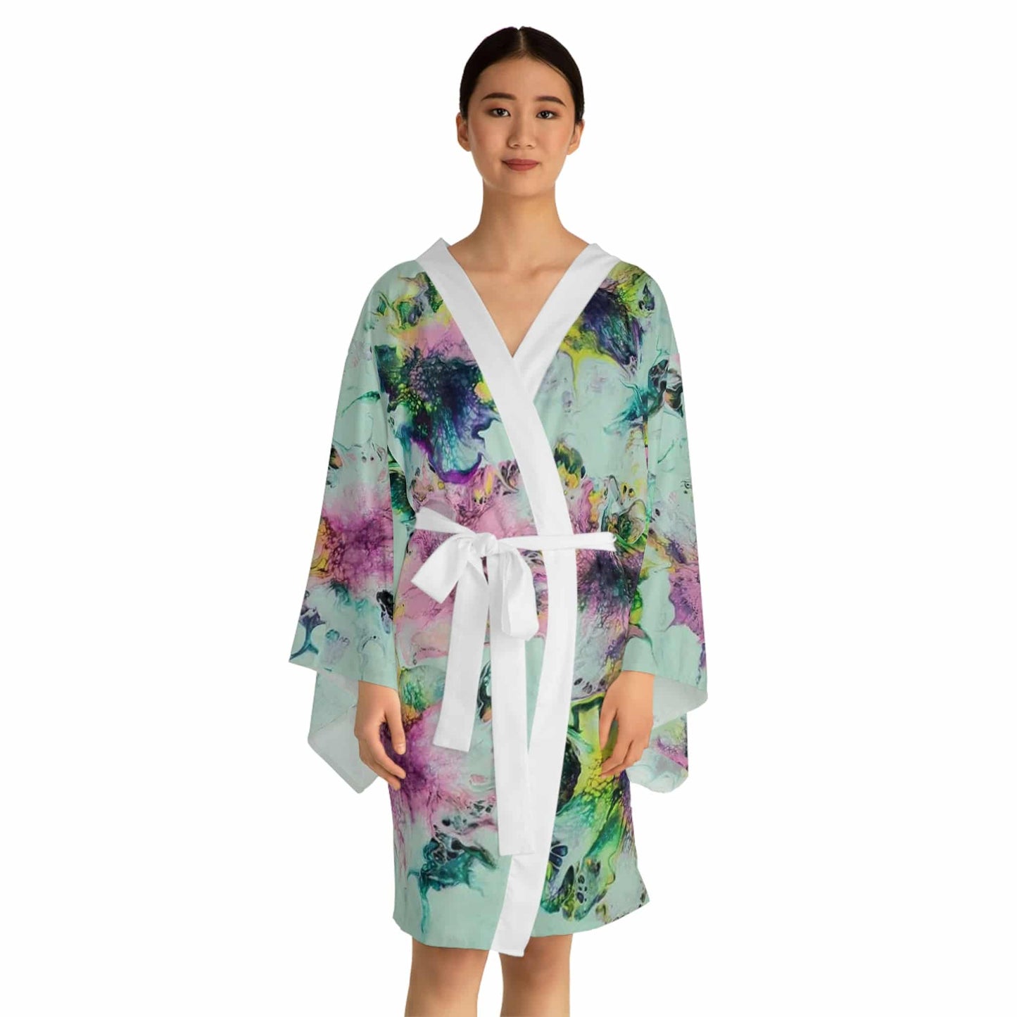 Long Sleeve Kimono Robe Watercolor Delight Original Artwork by apb_funkylittlethings - Expressive DeZien