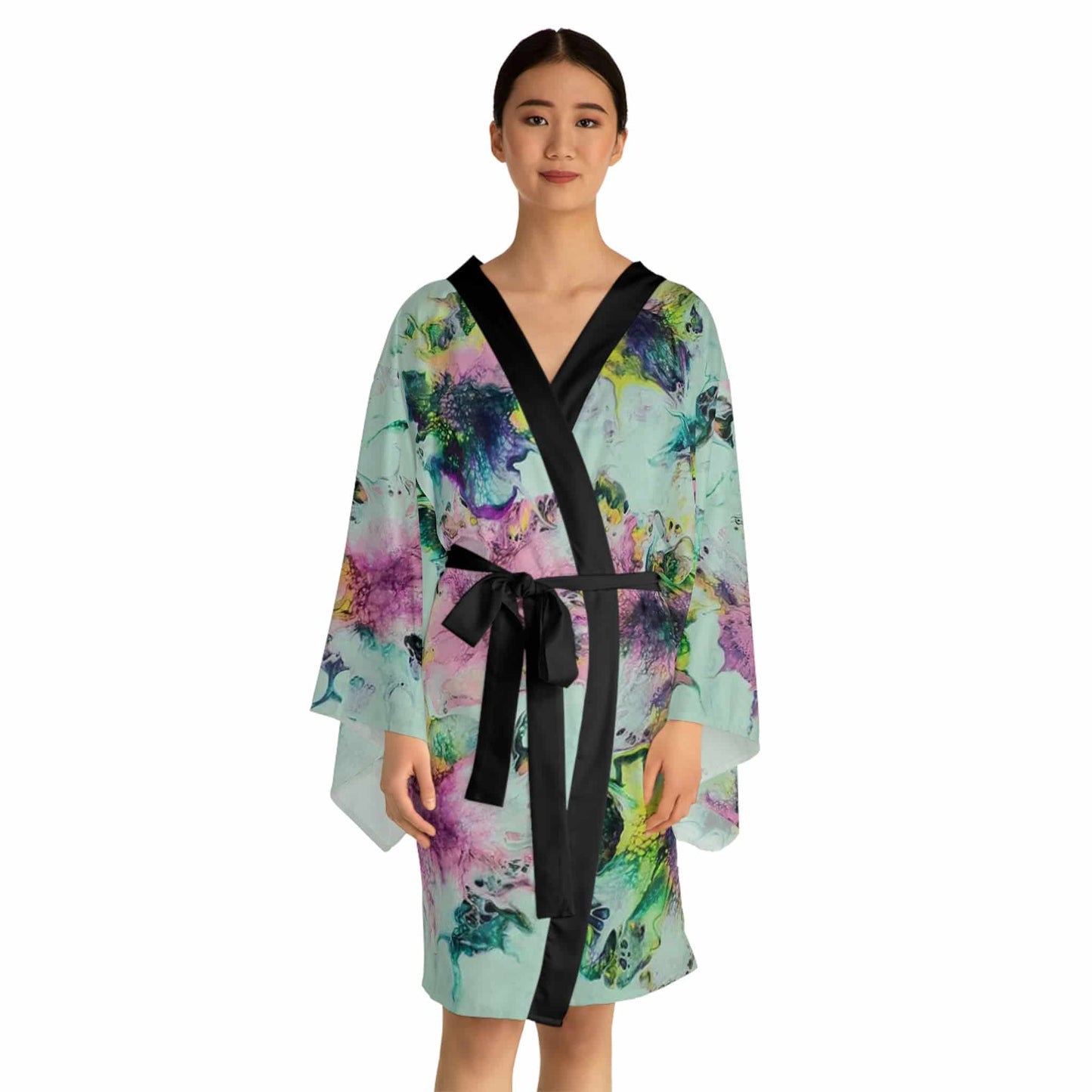 Long Sleeve Kimono Robe Watercolor Delight Original Artwork by apb_funkylittlethings - Expressive DeZien