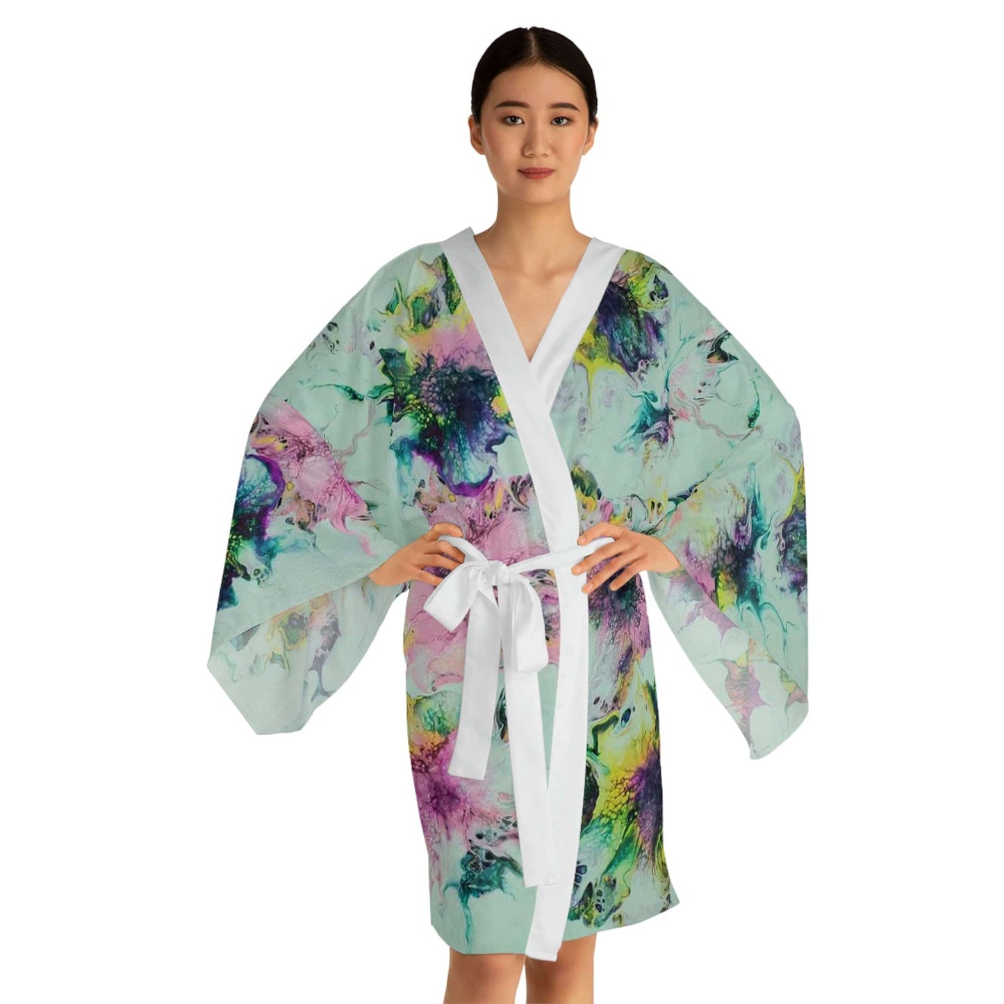 Long Sleeve Kimono Robe Watercolor Delight Original Artwork by apb_funkylittlethings - Expressive DeZien