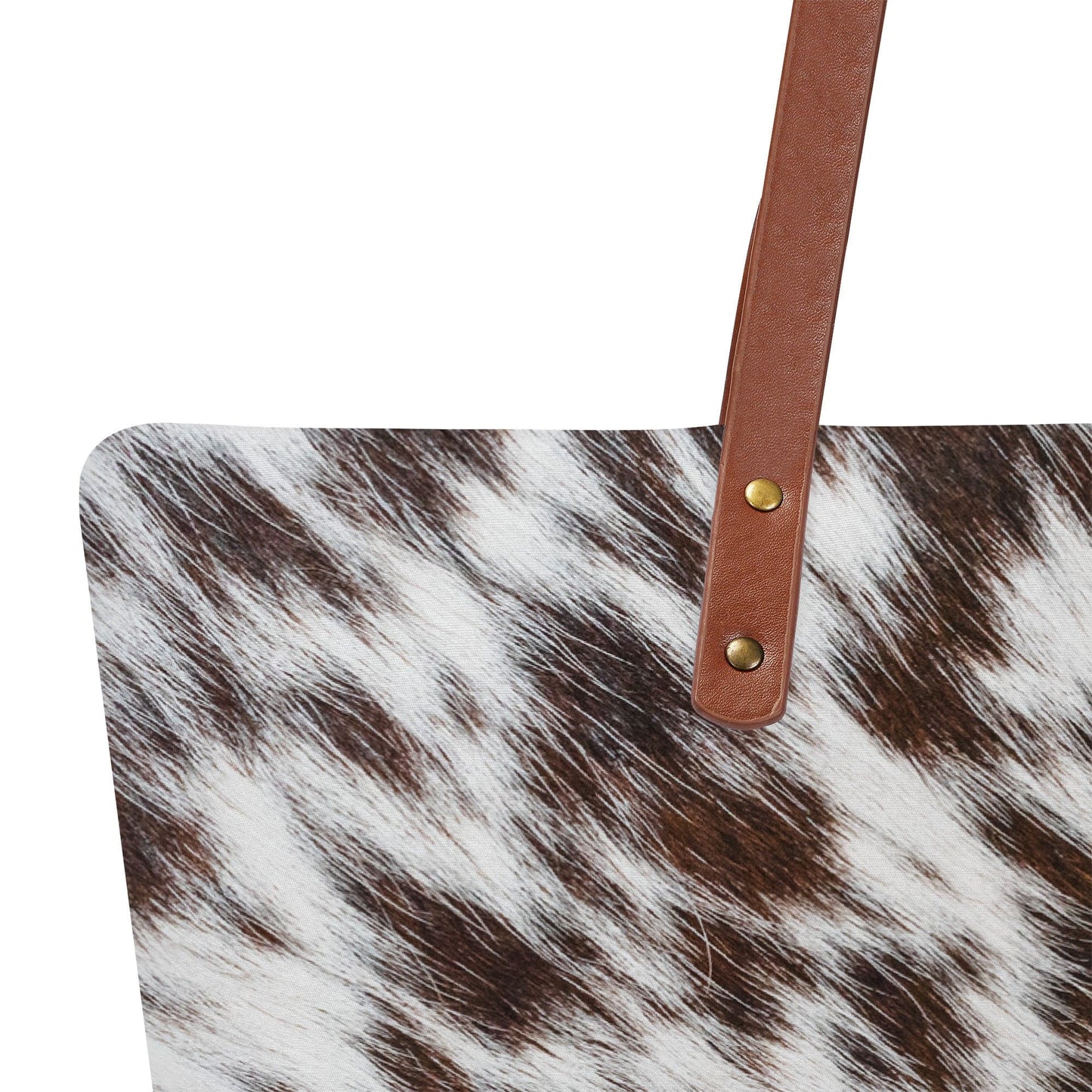 Brown and White Cowhide Print Tote Bag Purse - Expressive DeZien