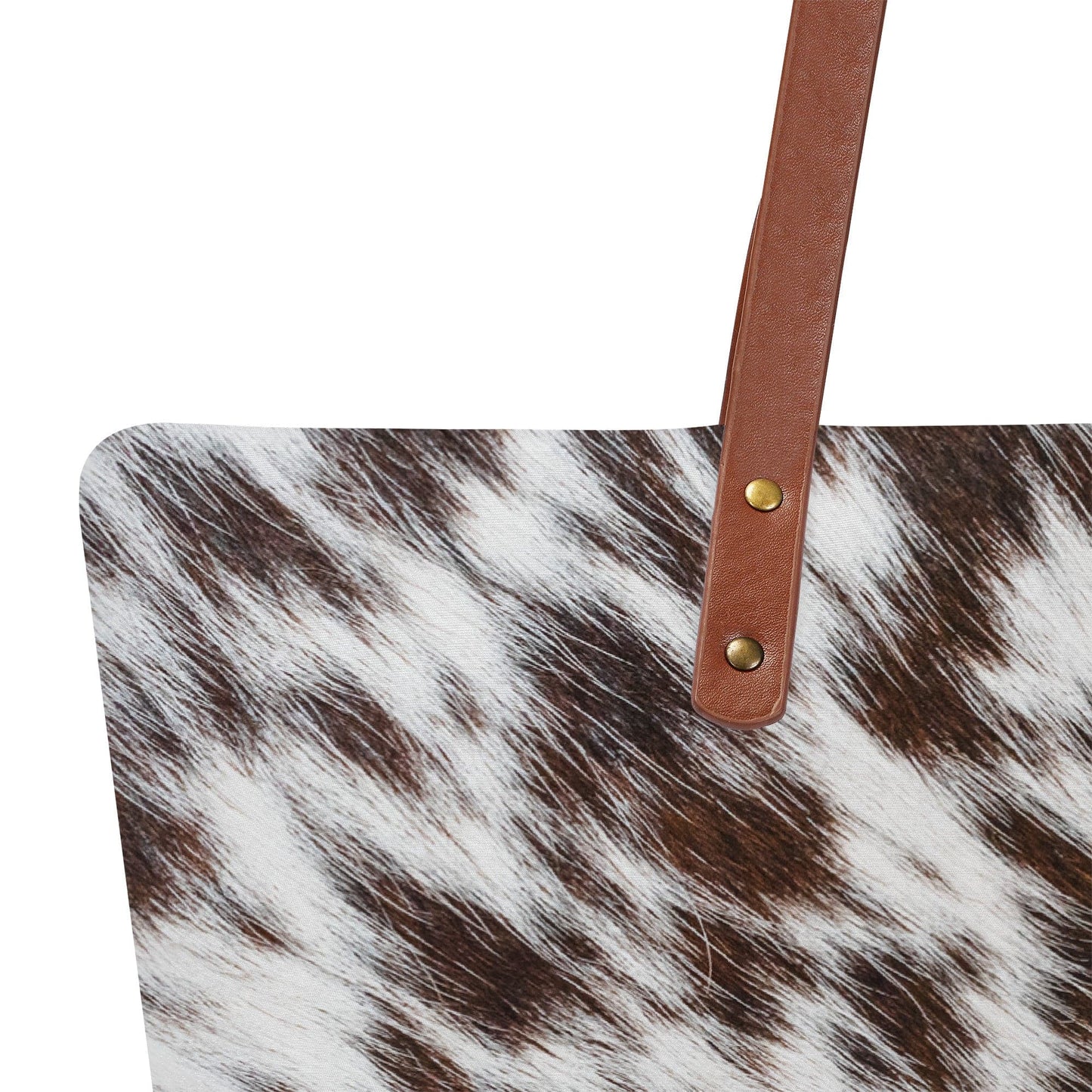 Brown and White Cowhide Print Tote Bag Purse - Expressive DeZien 