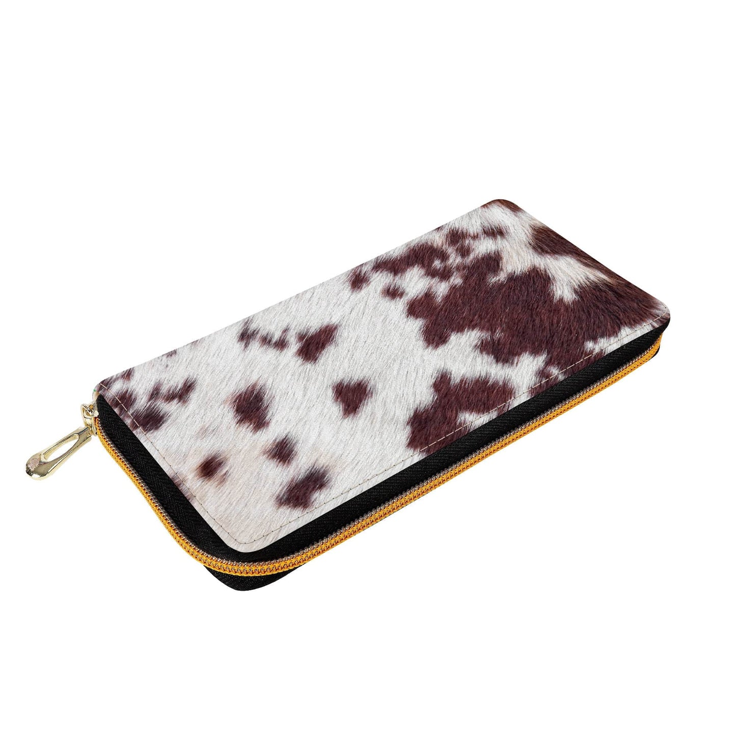 Cowhide Print Zipper Wallet Clutch Billfold - Expressive DeZien