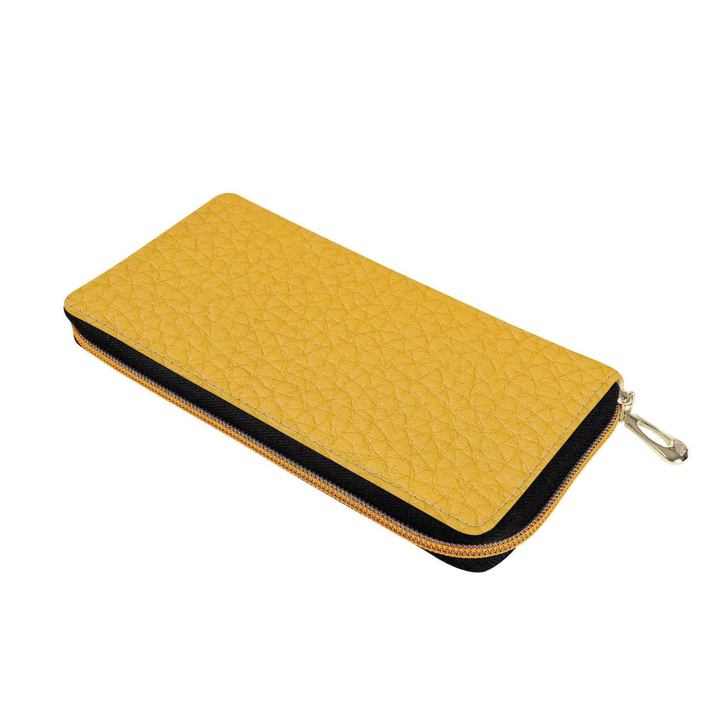 Bull Skull Yellow Leather Print Zipper Purse Clutch Billfold - Expressive DeZien
