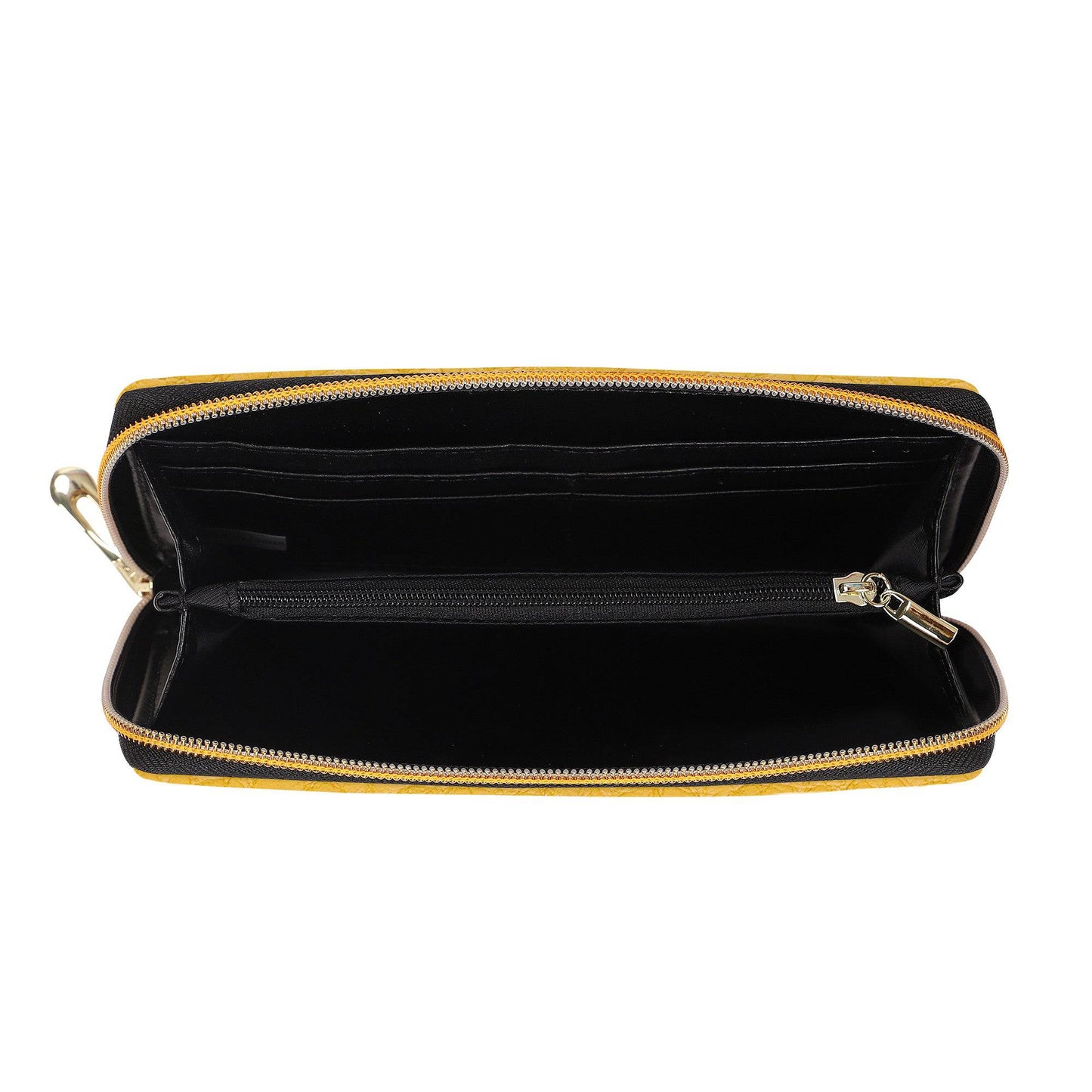 Bull Skull Yellow Leather Print Zipper Purse Clutch Billfold - Expressive DeZien