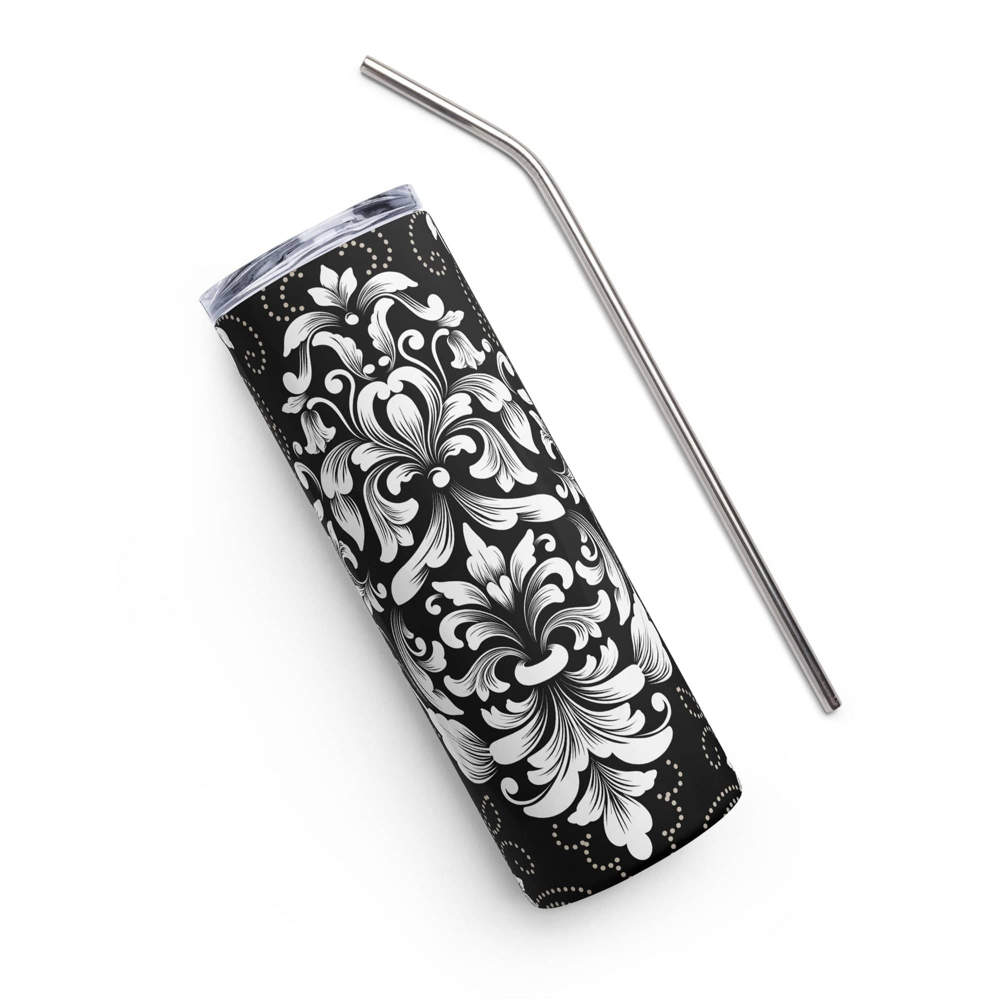 Black Floral Stainless steel tumbler - Expressive DeZien 