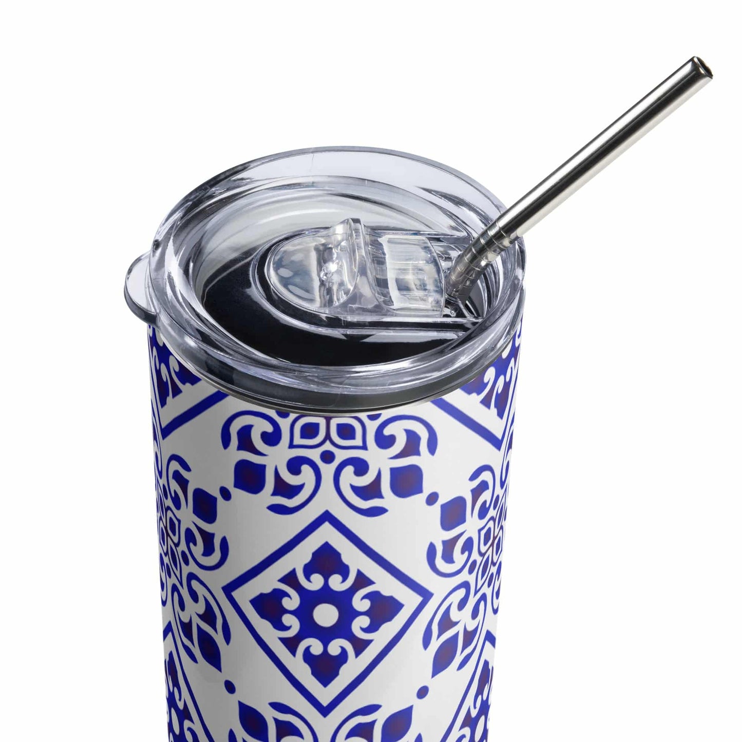 Floral Blue Stainless steel tumbler - Expressive DeZien 