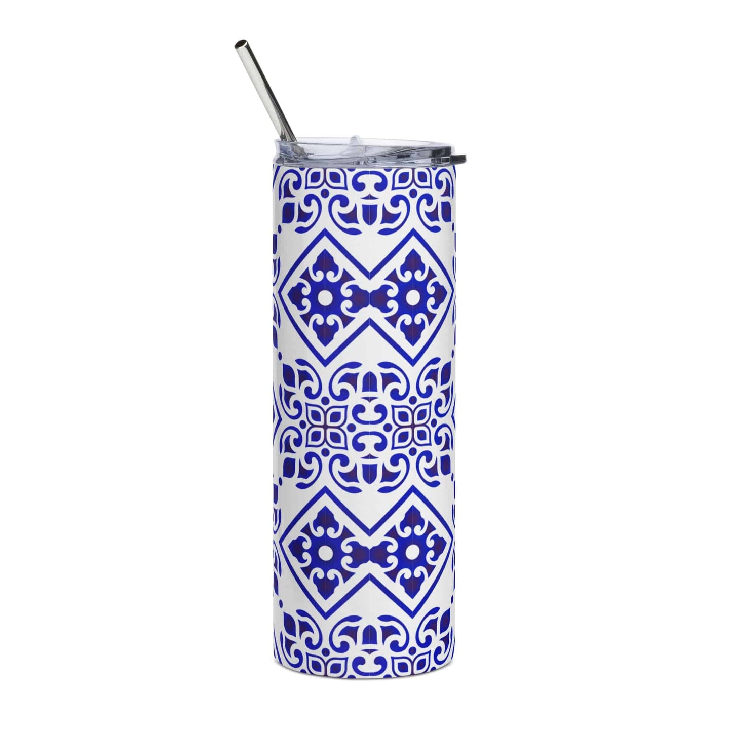 Floral Blue Stainless steel tumbler - Expressive DeZien 