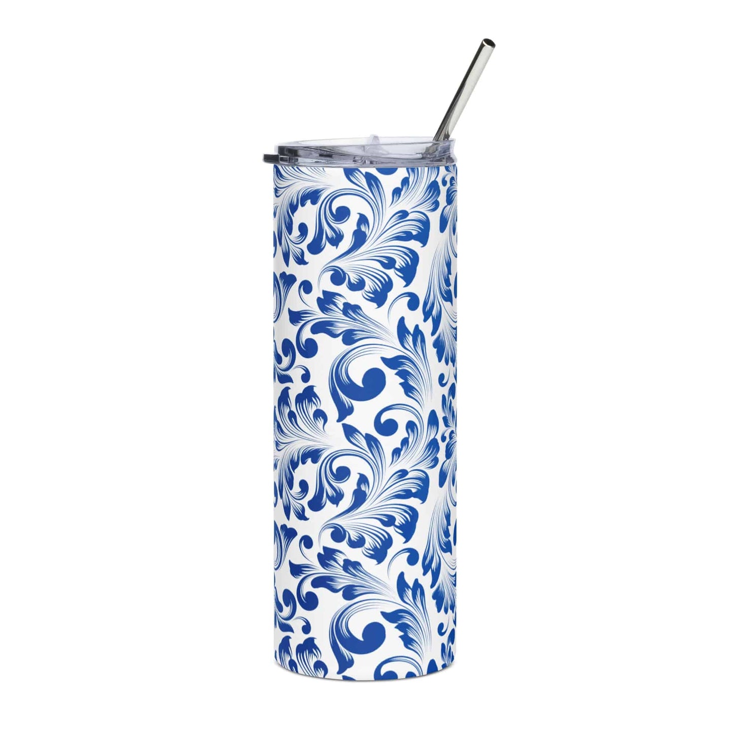 Blue Floral Stainless steel tumbler - Expressive DeZien