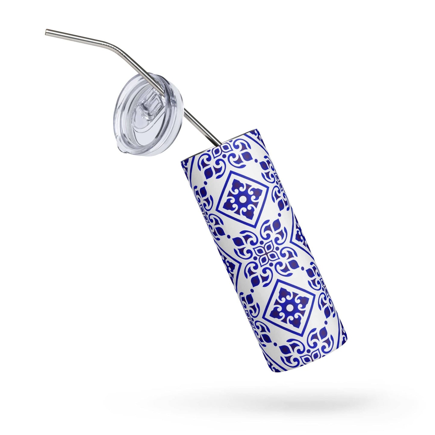 Floral Blue Stainless steel tumbler - Expressive DeZien 