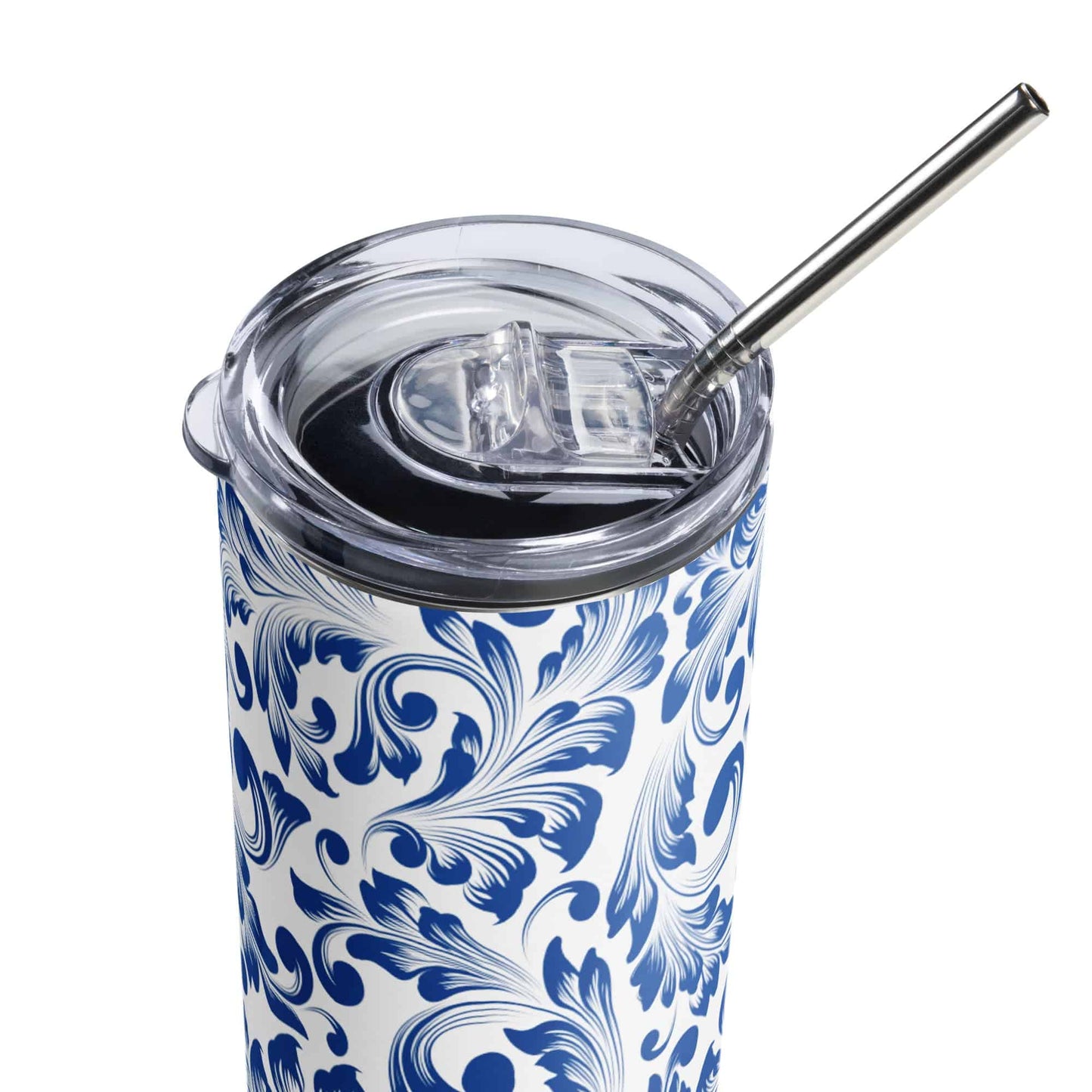 Blue Floral Stainless steel tumbler - Expressive DeZien