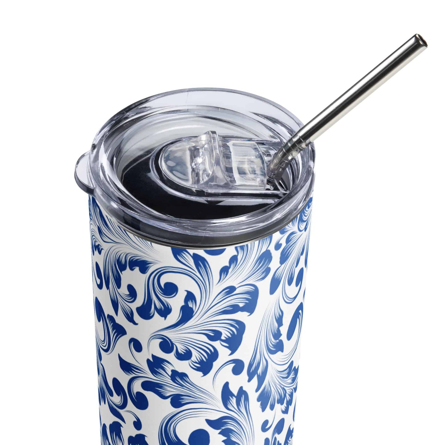 Blue Floral Stainless steel tumbler - Expressive DeZien 