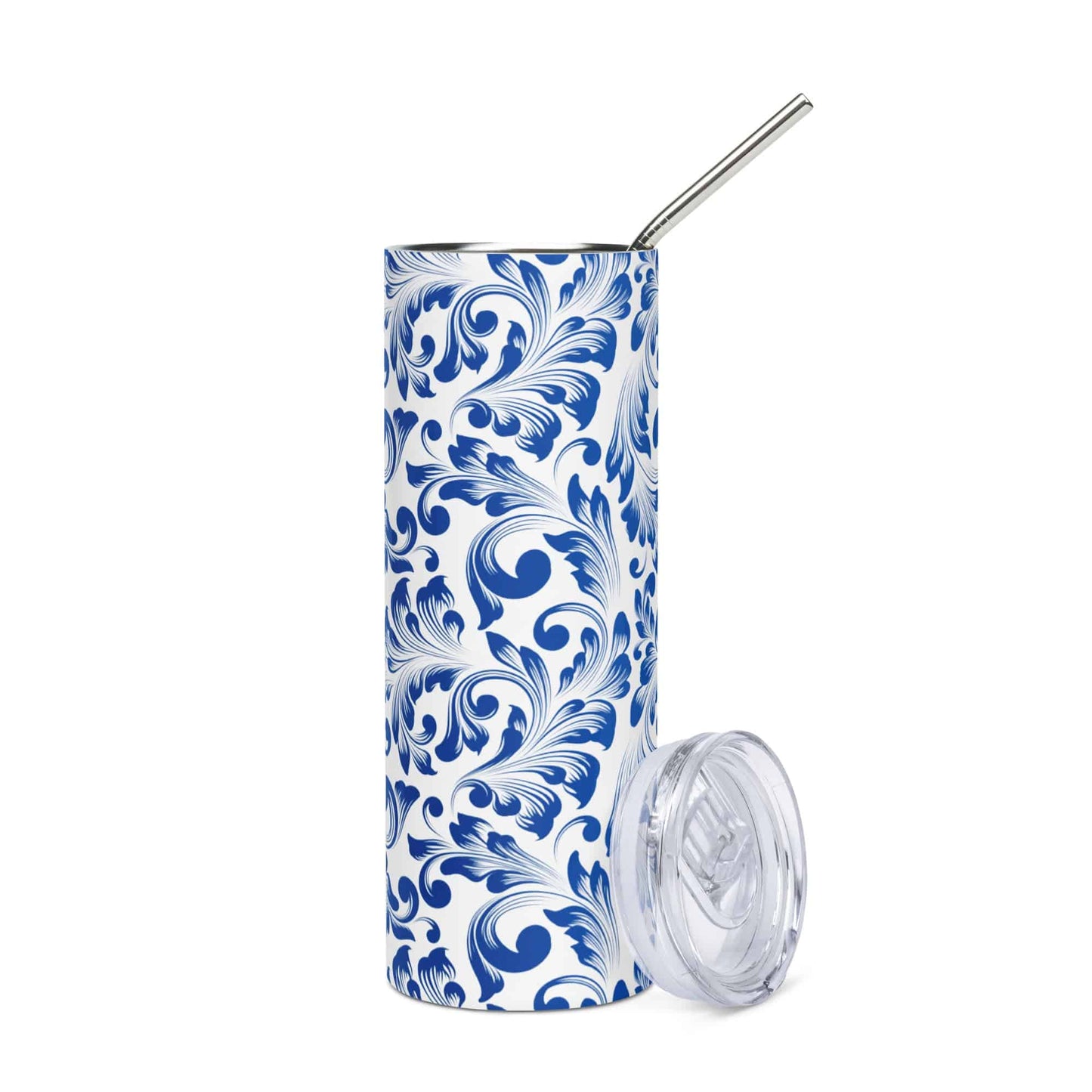 Blue Floral Stainless steel tumbler - Expressive DeZien 