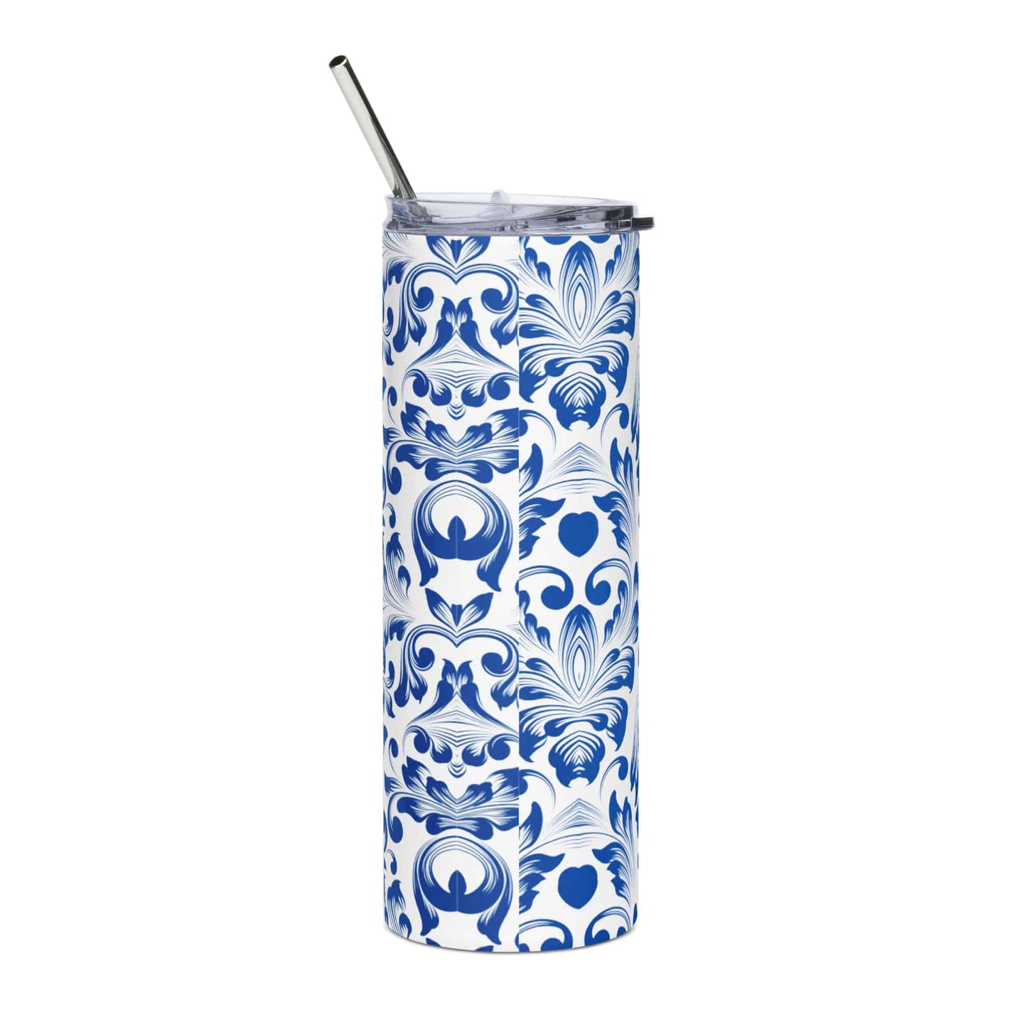 Blue Floral Stainless steel tumbler - Expressive DeZien 