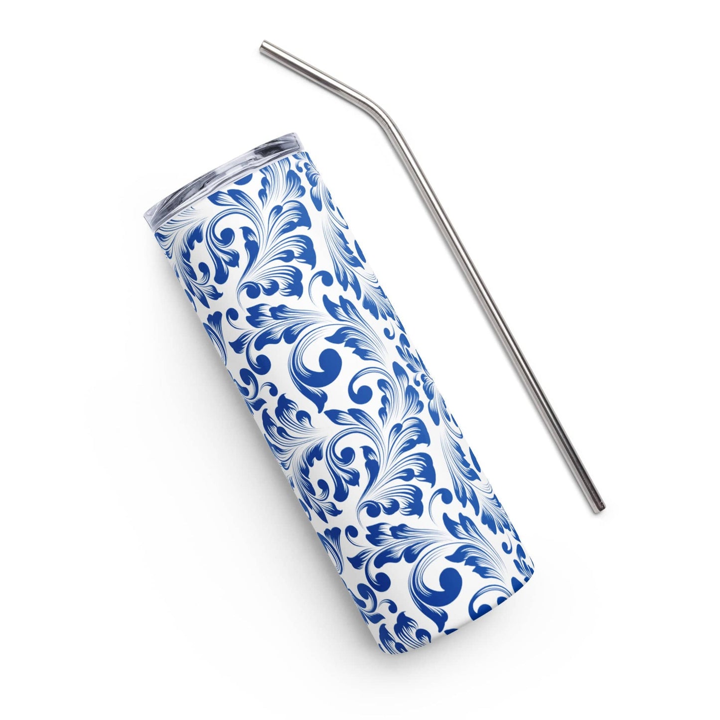 Blue Floral Stainless steel tumbler - Expressive DeZien 