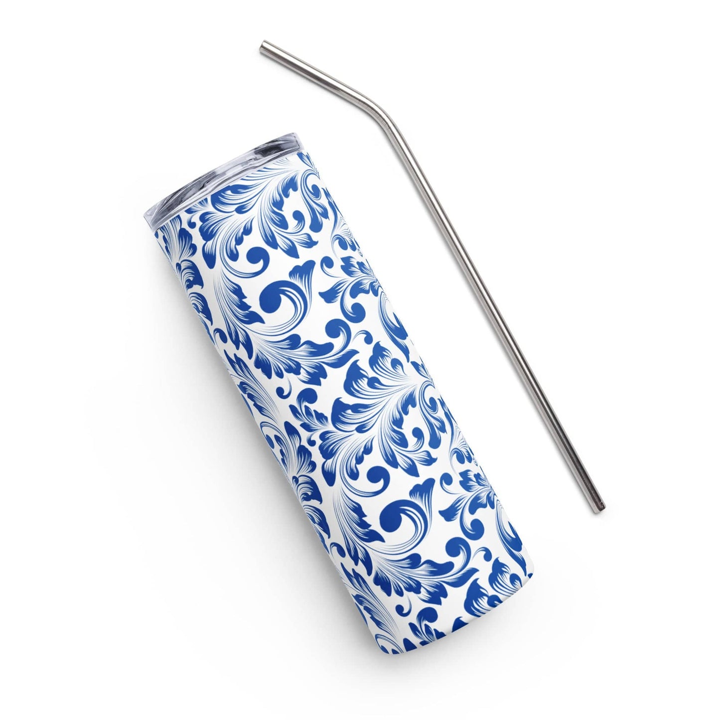 Blue Floral Stainless steel tumbler - Expressive DeZien 