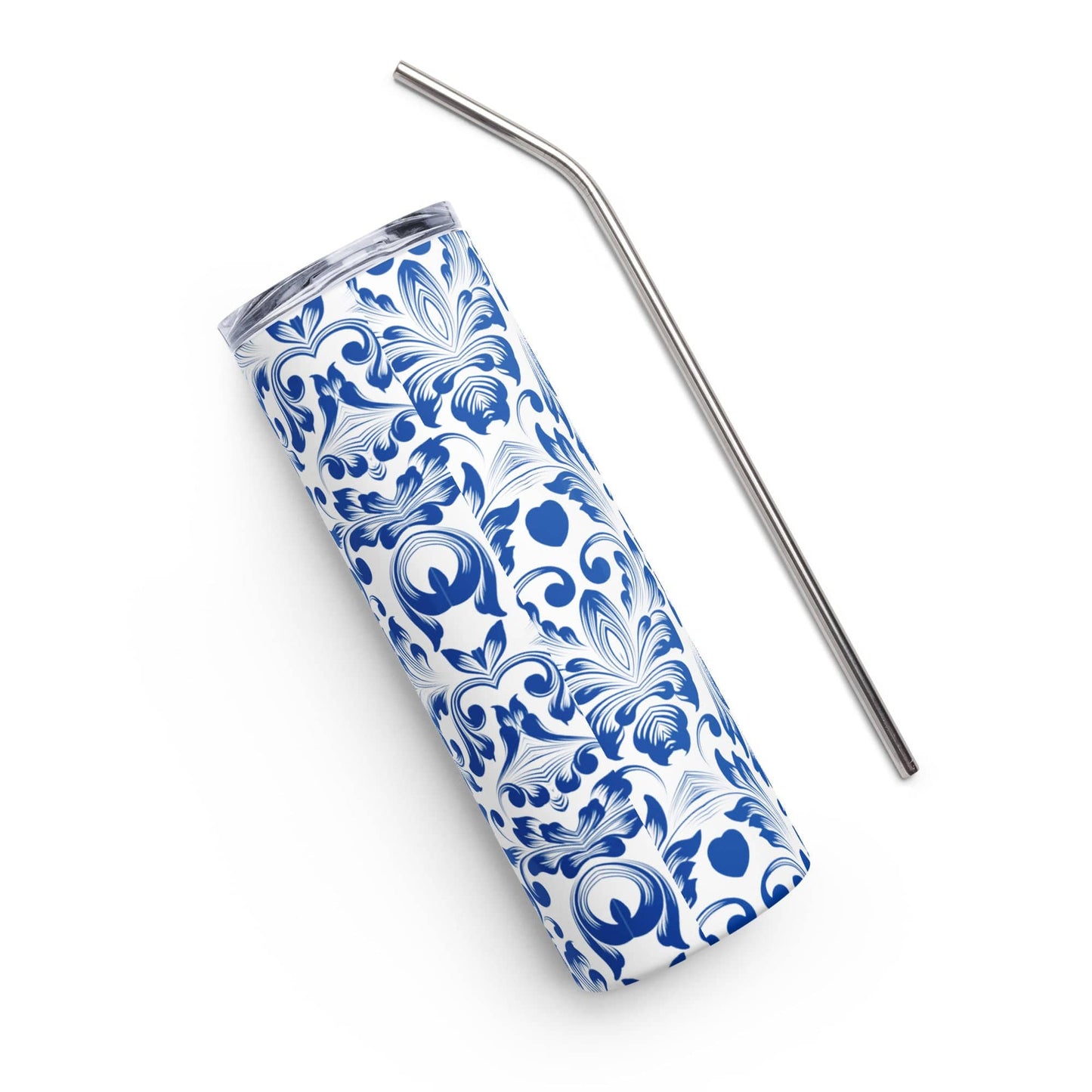 Blue Floral Stainless steel tumbler - Expressive DeZien 