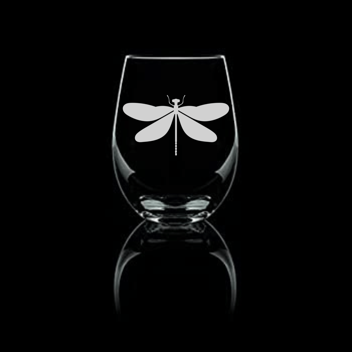 Etched Dragonfly Stemless Wine Glass 20.5oz (3 styles) - Expressive DeZien
