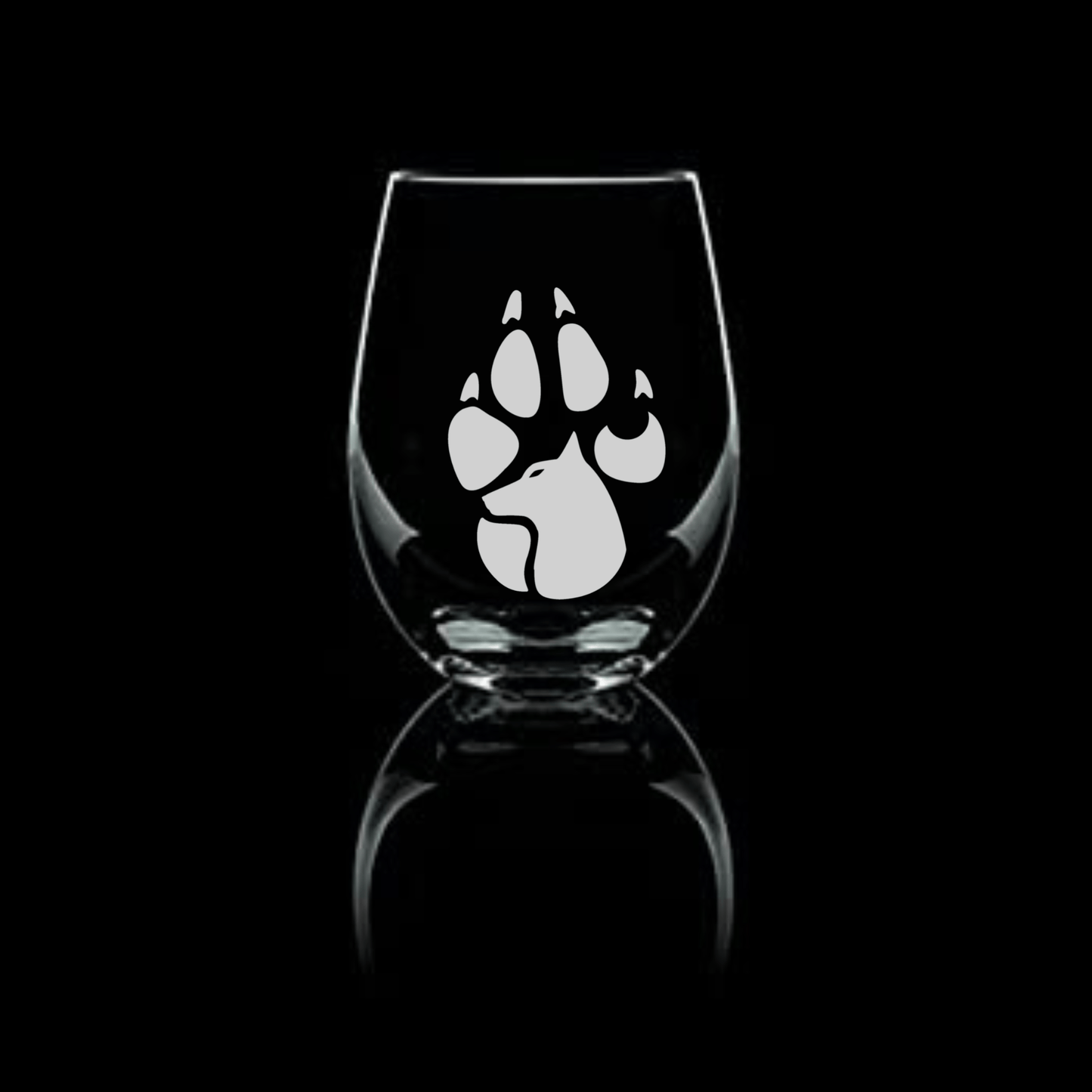 Etched Wolf Paw Stemless Wine Glass 20.5oz - Expressive DeZien
