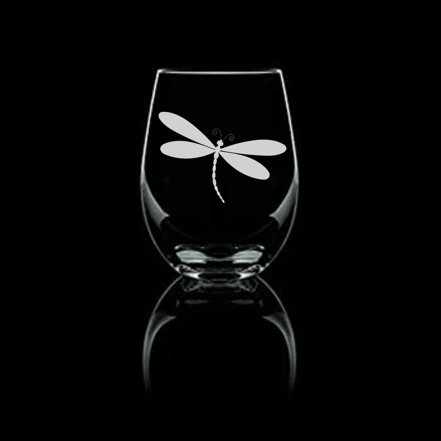 Etched Dragonfly Stemless Wine Glass 20.5oz (3 styles) - Expressive DeZien