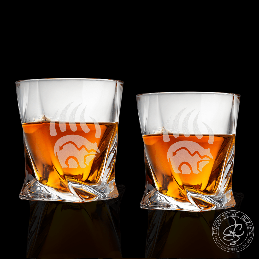 Etched Bear Claw Whiskey Decanter and Glass Set - Expressive DeZien