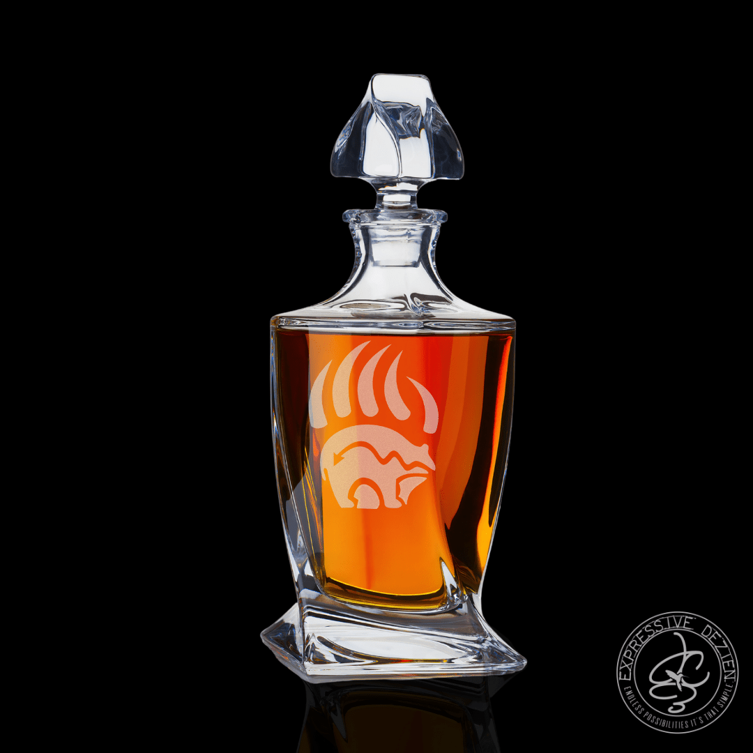 Etched Bear Claw Whiskey Decanter and Glass Set - Expressive DeZien