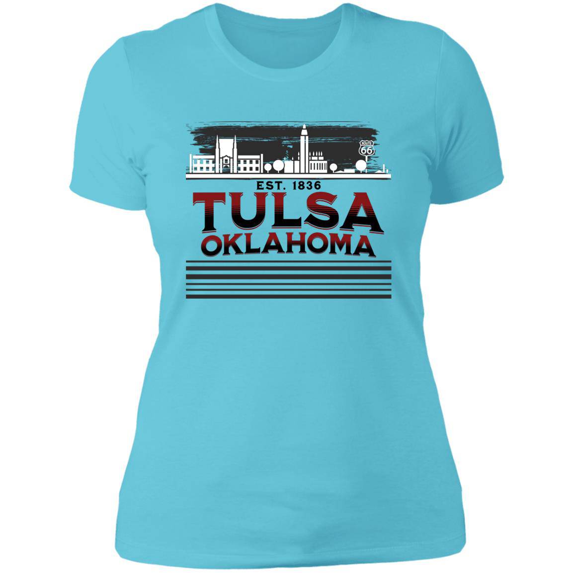 Tulsa Oklahoma Skyline Est 1836 Ladies' Boyfriend T-Shirt - Expressive DeZien