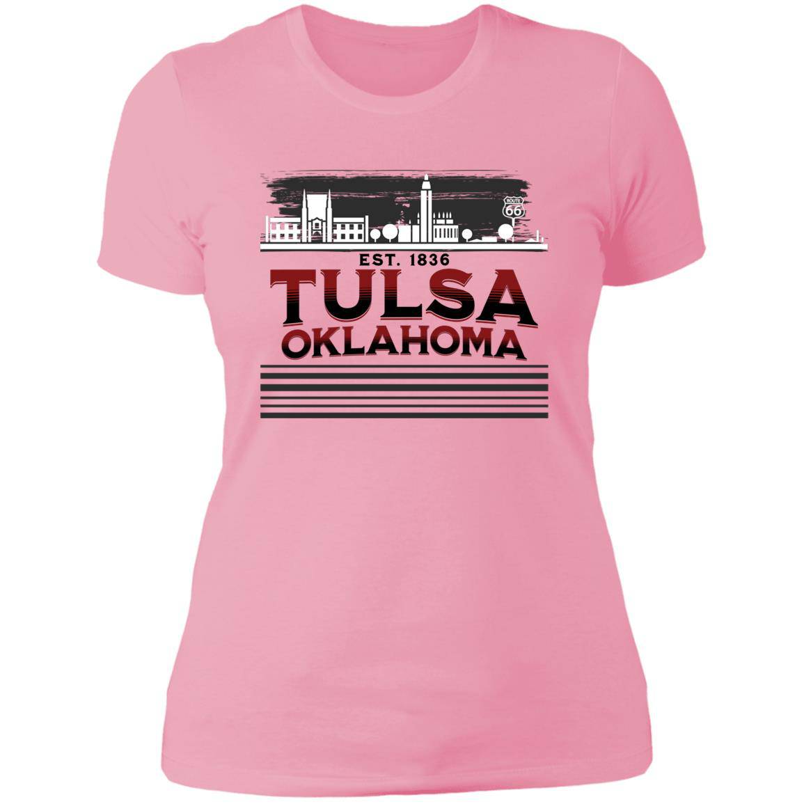 Tulsa Oklahoma Skyline Est 1836 Ladies' Boyfriend T-Shirt - Expressive DeZien