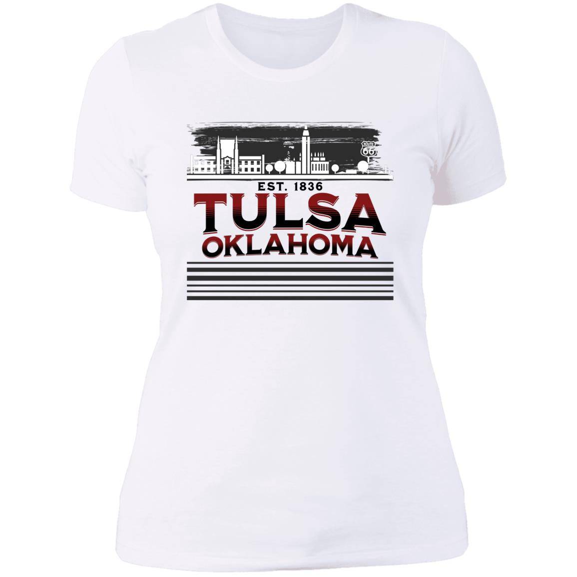 Tulsa Oklahoma Skyline Est 1836 Ladies' Boyfriend T-Shirt - Expressive DeZien