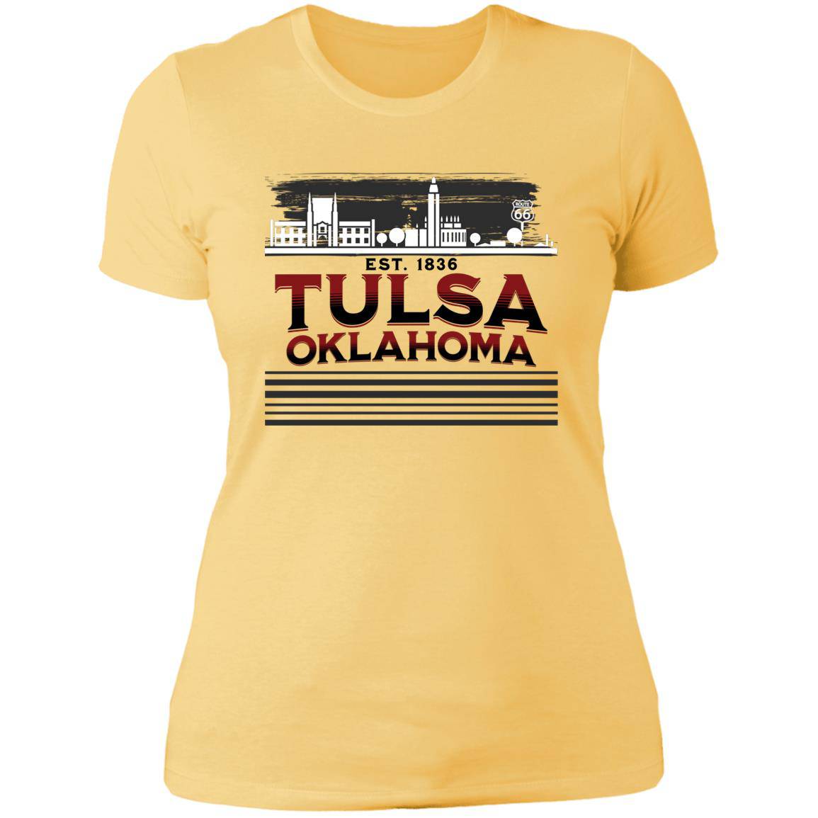 Tulsa Oklahoma Skyline Est 1836 Ladies' Boyfriend T-Shirt - Expressive DeZien