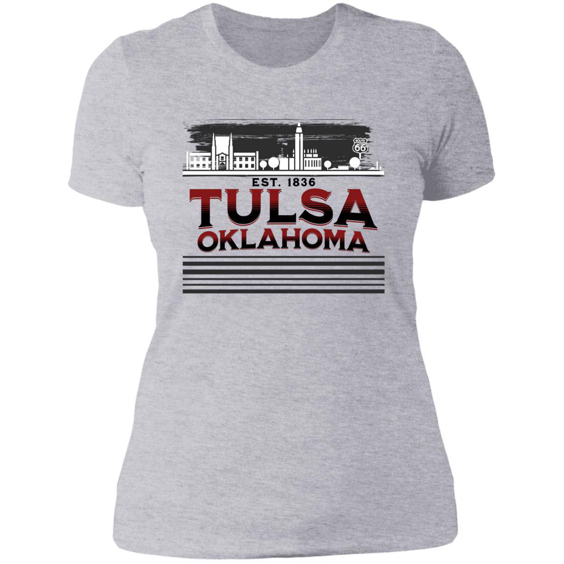Tulsa Oklahoma Skyline Est 1836 Ladies' Boyfriend T-Shirt - Expressive DeZien