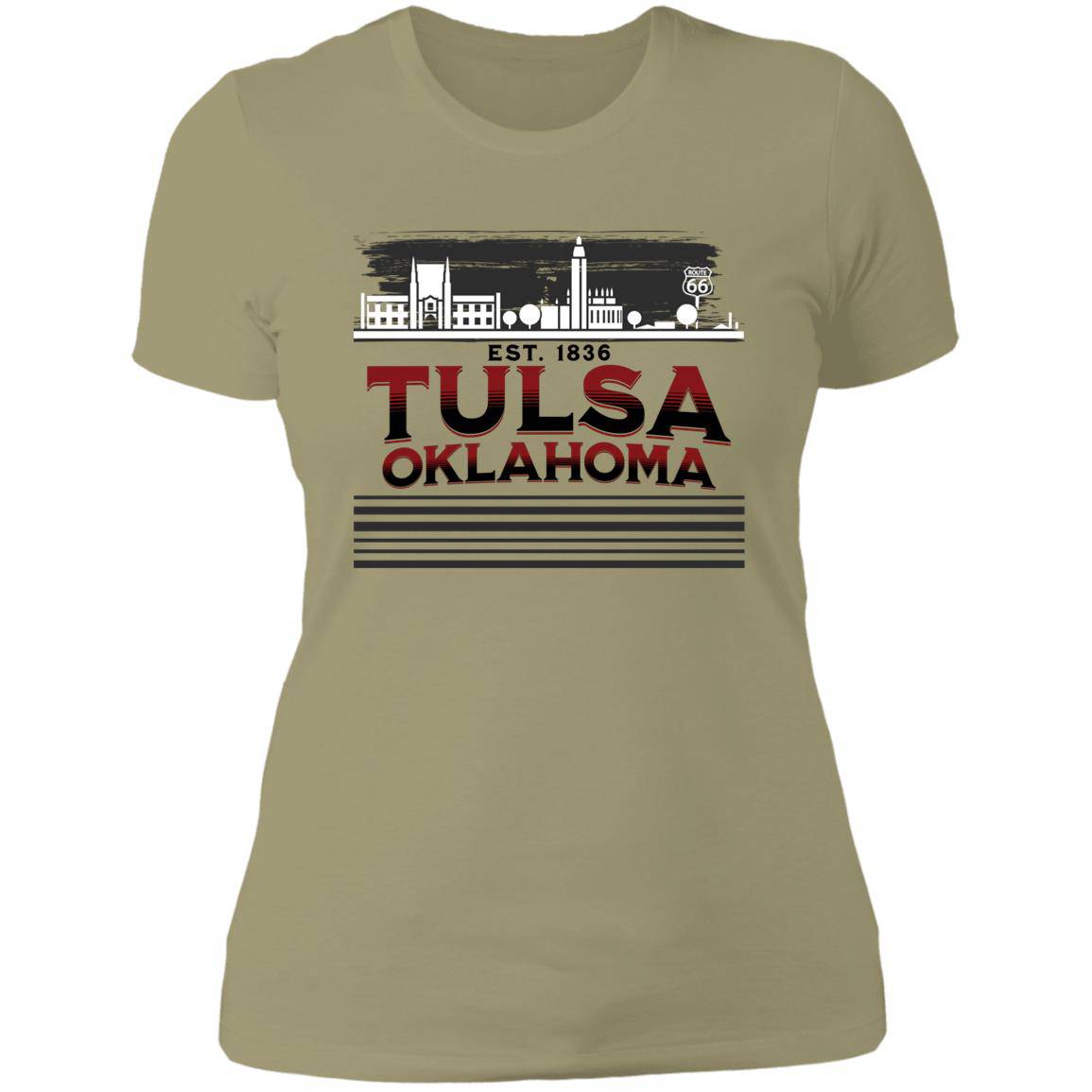 Tulsa Oklahoma Skyline Est 1836 Ladies' Boyfriend T-Shirt - Expressive DeZien