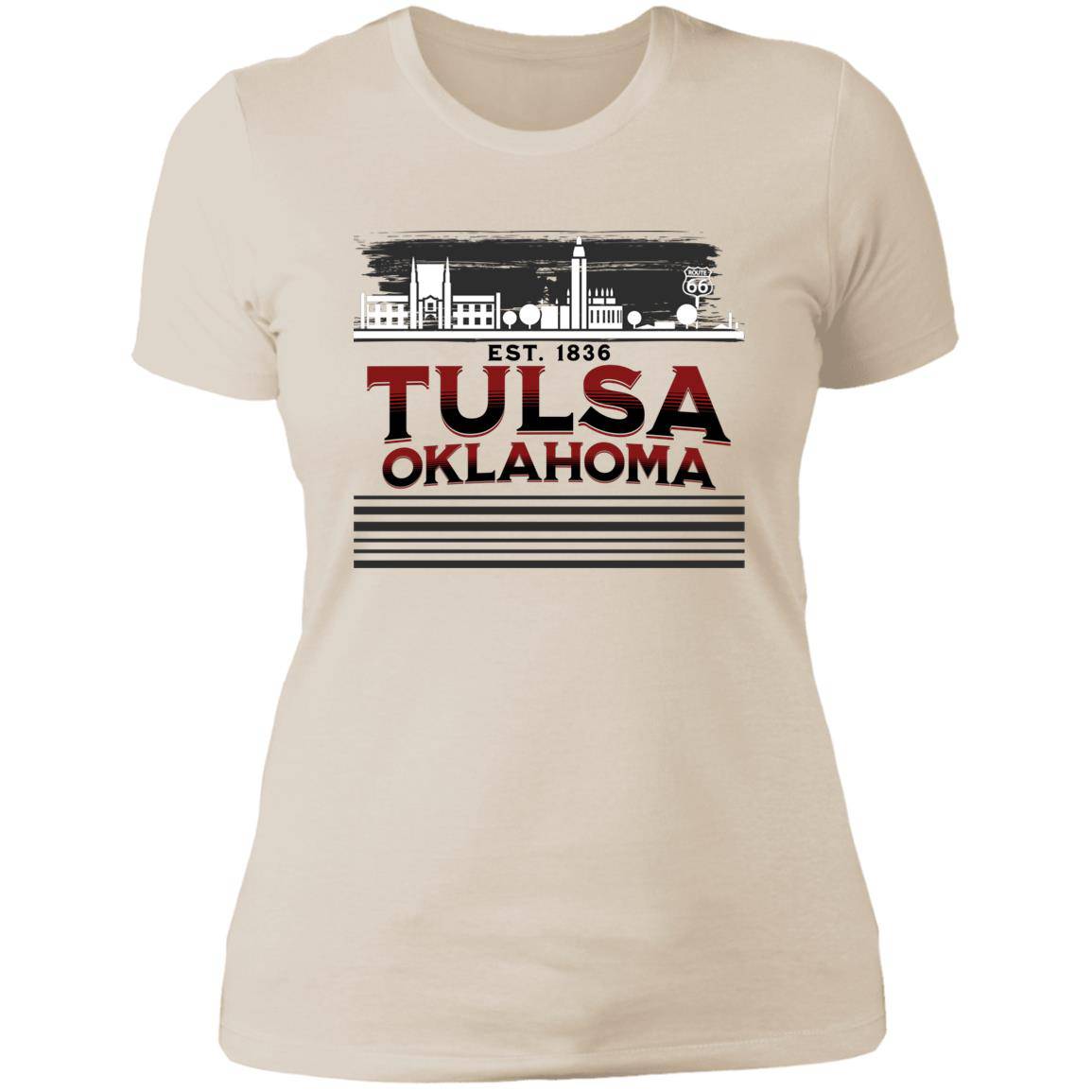 Tulsa Oklahoma Skyline Est 1836 Ladies' Boyfriend T-Shirt - Expressive DeZien