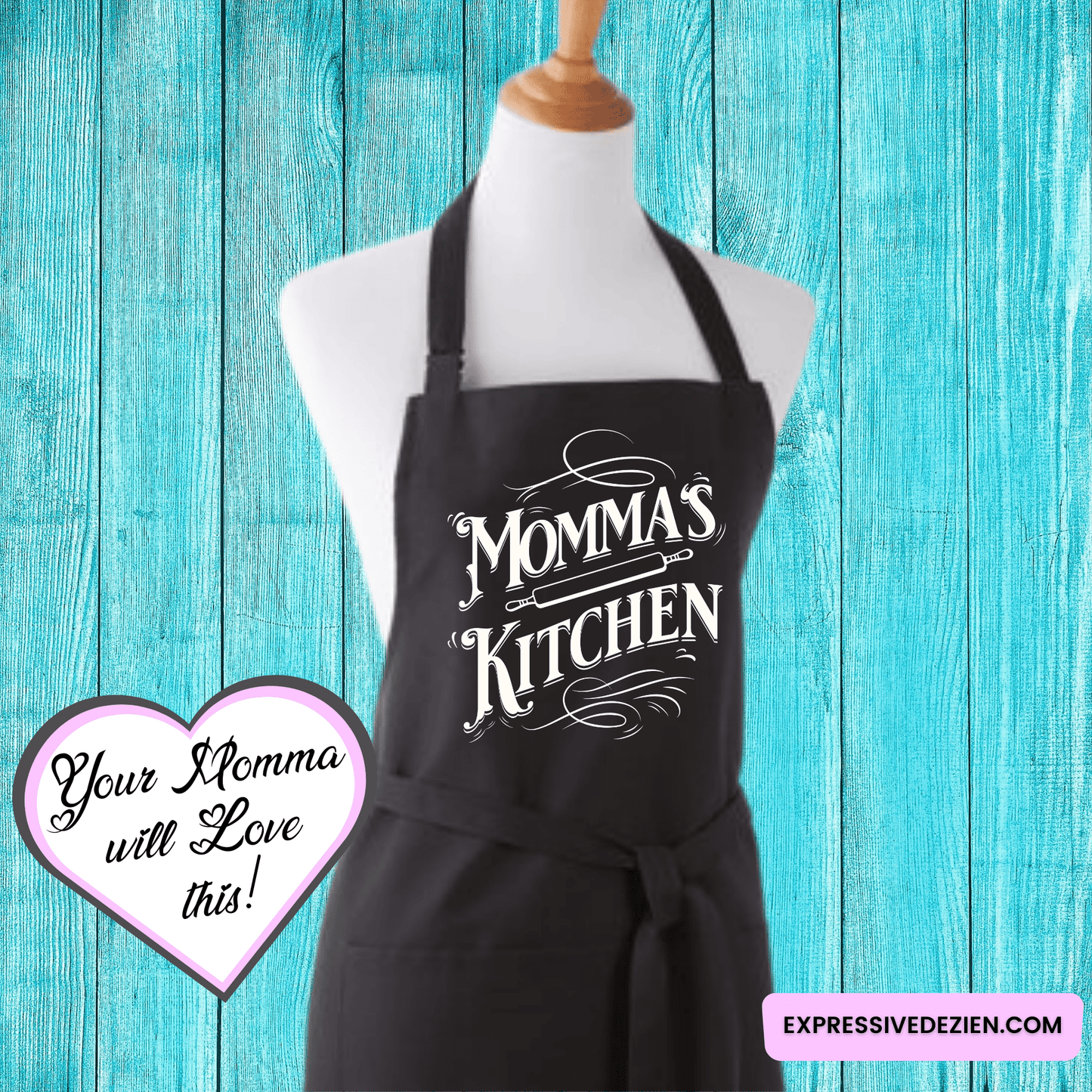 Momma's Kitchen Apron - Handmade & Adjustable - Expressive DeZien