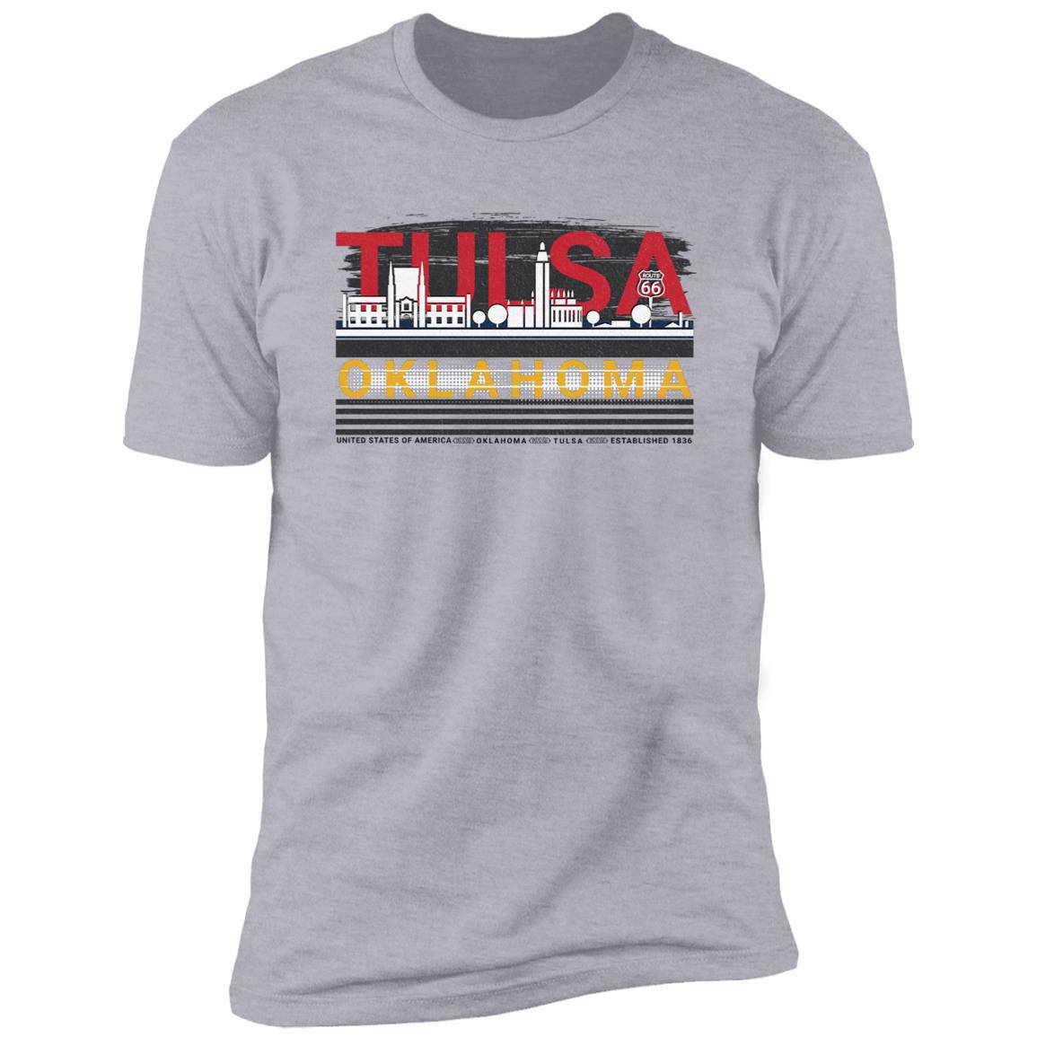 Tulsa, Oklahoma: Premium Short Sleeve T-Shirt Featuring City Colors - Expressive DeZien