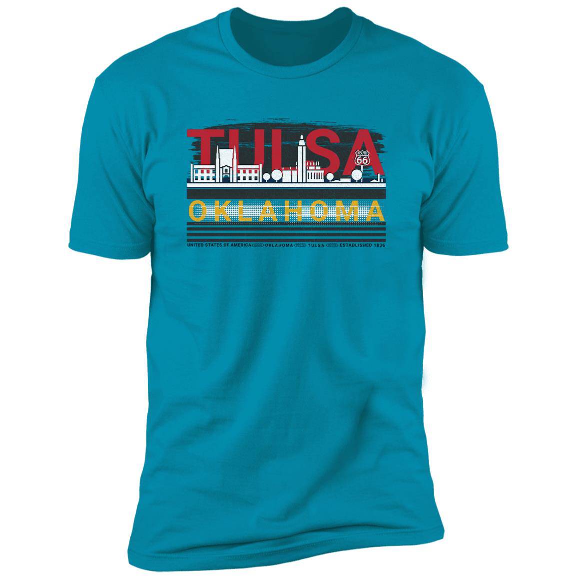 Tulsa, Oklahoma: Premium Short Sleeve T-Shirt Featuring City Colors - Expressive DeZien