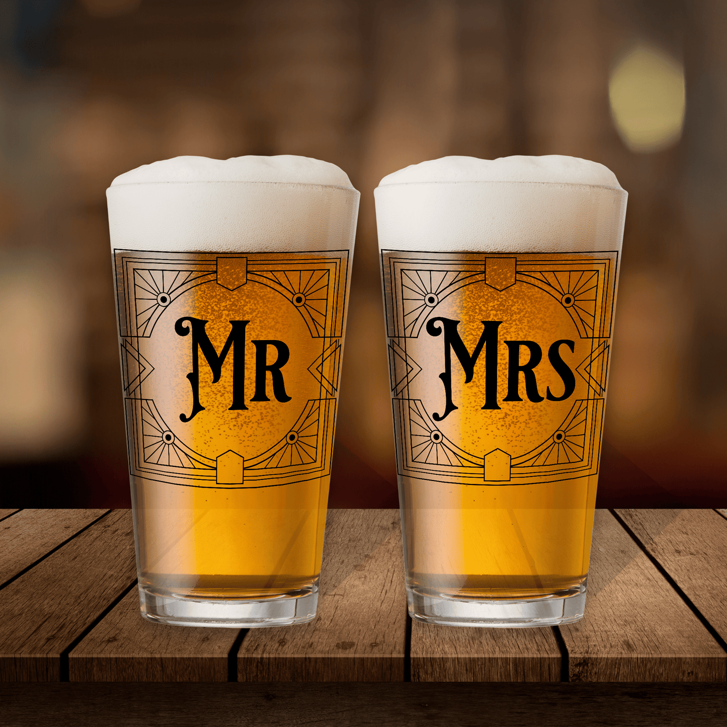 Mrs Personalized 16oz Classic Pint Glass Collection for Wedding Party Favors and Gifts - Expressive DeZien