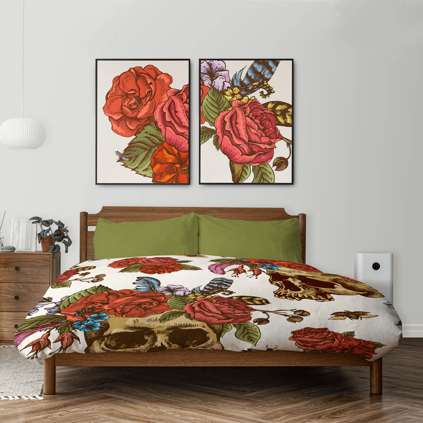 Rosey Skull Luxury Polyester Comforter - Soft, Lightweight & Elegant - Expressive DeZien