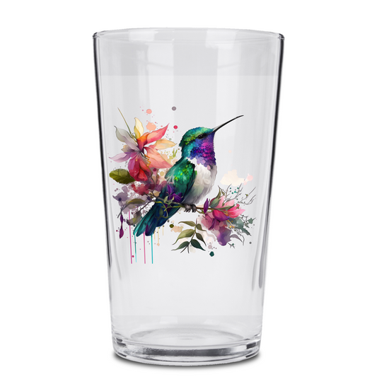 Watercolor Hummingbird Pint Glass - Expressive DeZien 