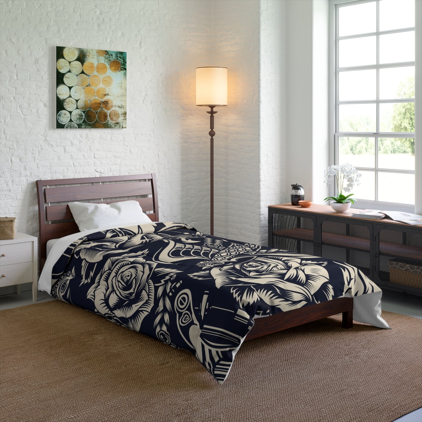 Vintage Tattoo Luxury Polyester Comforter - Soft, Lightweight & Elegant