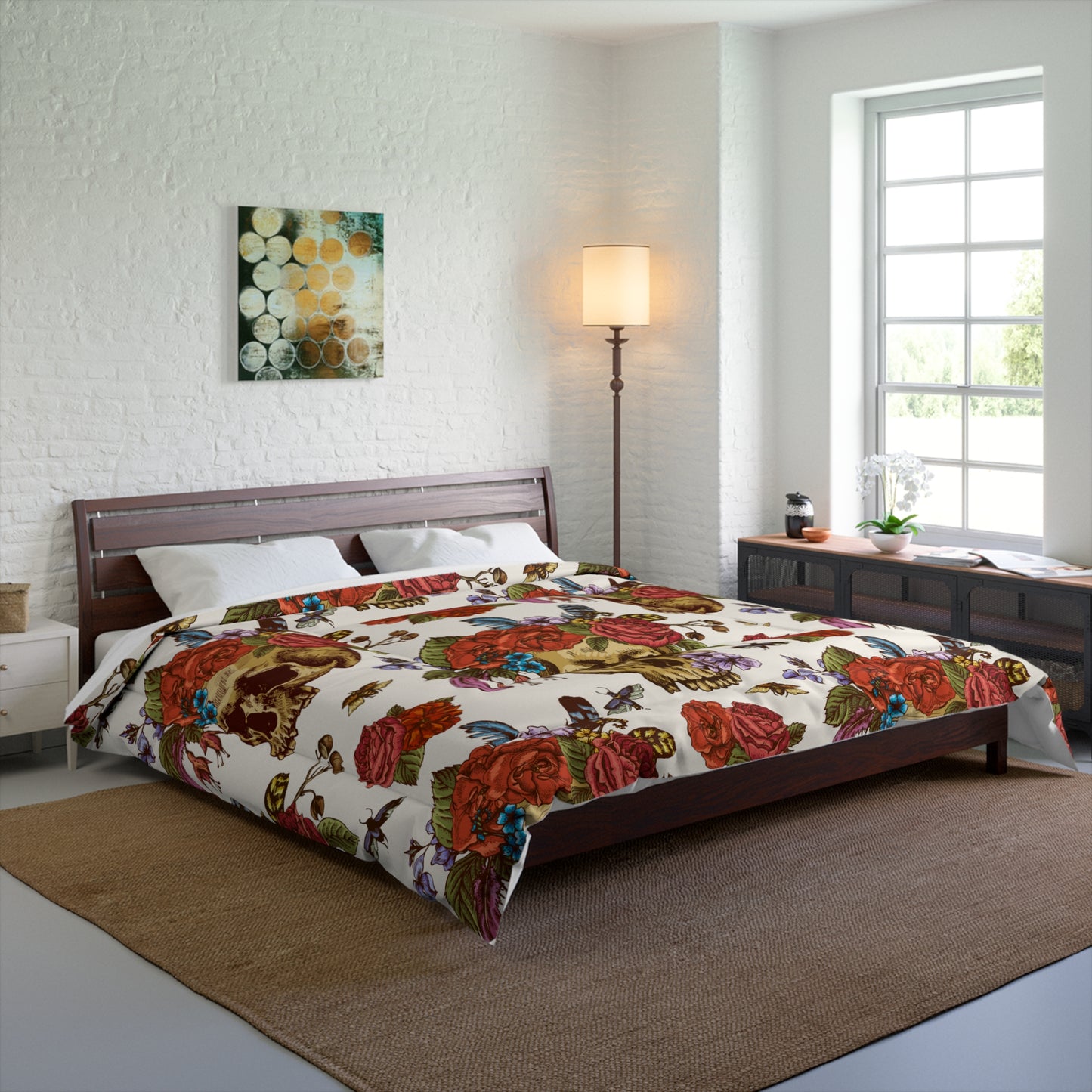 Rosie Skull Luxury Comforter – Soft, Lightweight, and Artist-Designed
