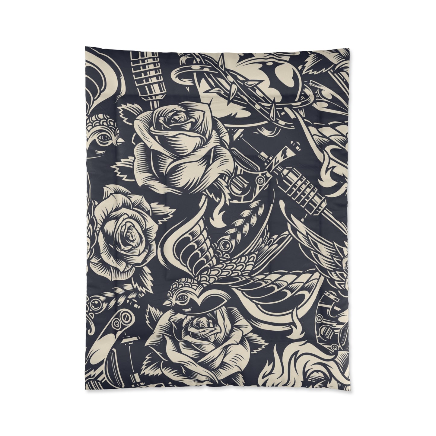 Vintage Tattoo Luxury Polyester Comforter - Soft, Lightweight & Elegant